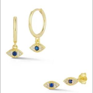 Sphera Milano 14K Gold CZ Evil Eye 🧿 Earrings Set